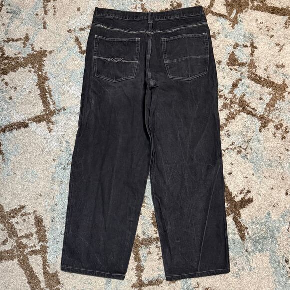 Vintage Pelle Pelle Black Baggy Jeans Size 38x30 Wide Leg 90s - Picture 1 of 5